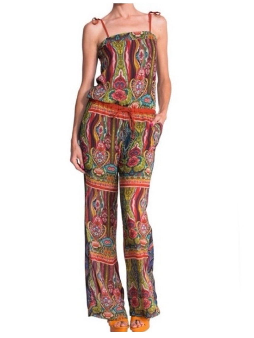 Desigual Multicolor Floral Aztec Print Sleeveless Strap Jumpsuit/ 28/S / New